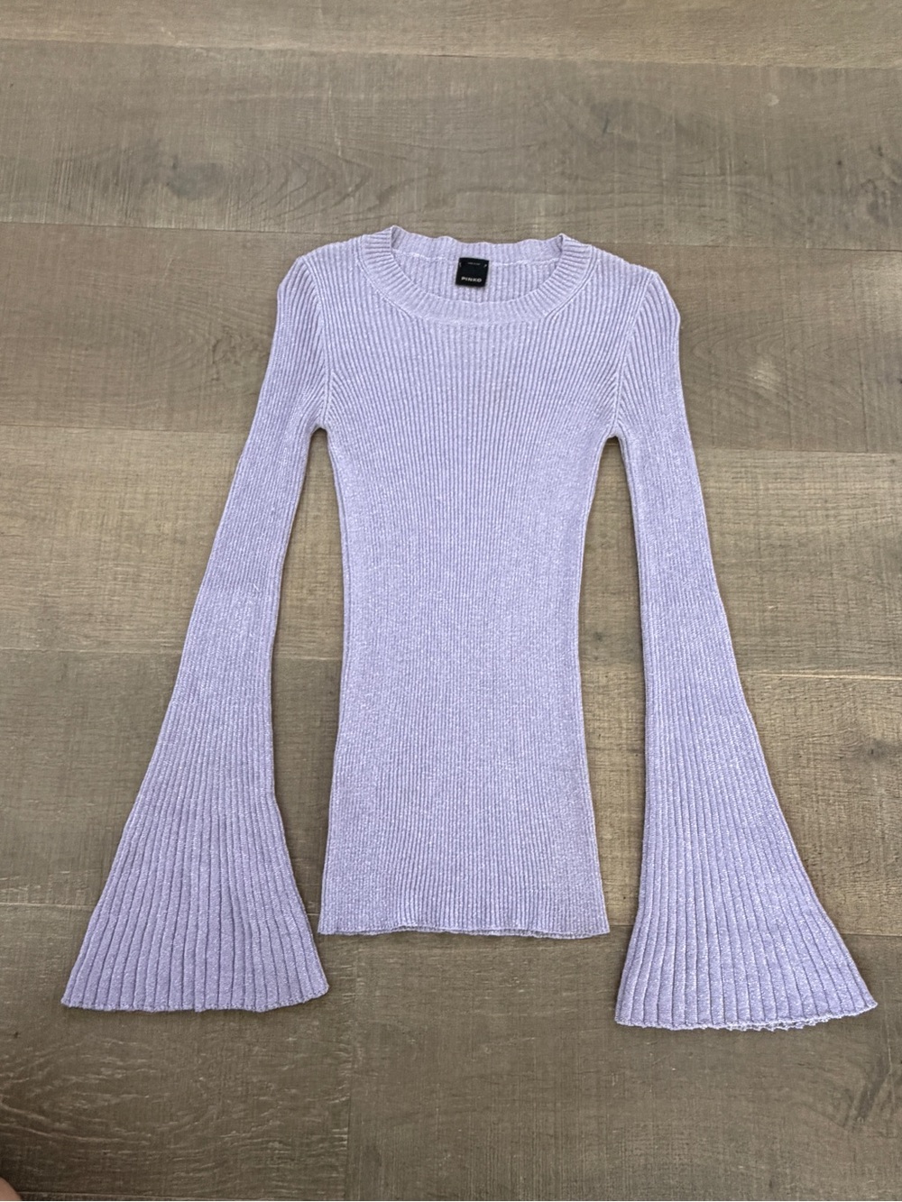 Pinko Lilac Ribbed Bell-Sleeve Long Sleeve Top